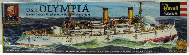 Revell 1/232 USS Olympia Flagship of Admiral Dewey at Manila Bay, H367-198 plastic model kit